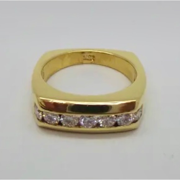 18K YELLOW SOLID GOLD Ladies DIAMOND BAND RING - Picture 5 of 11